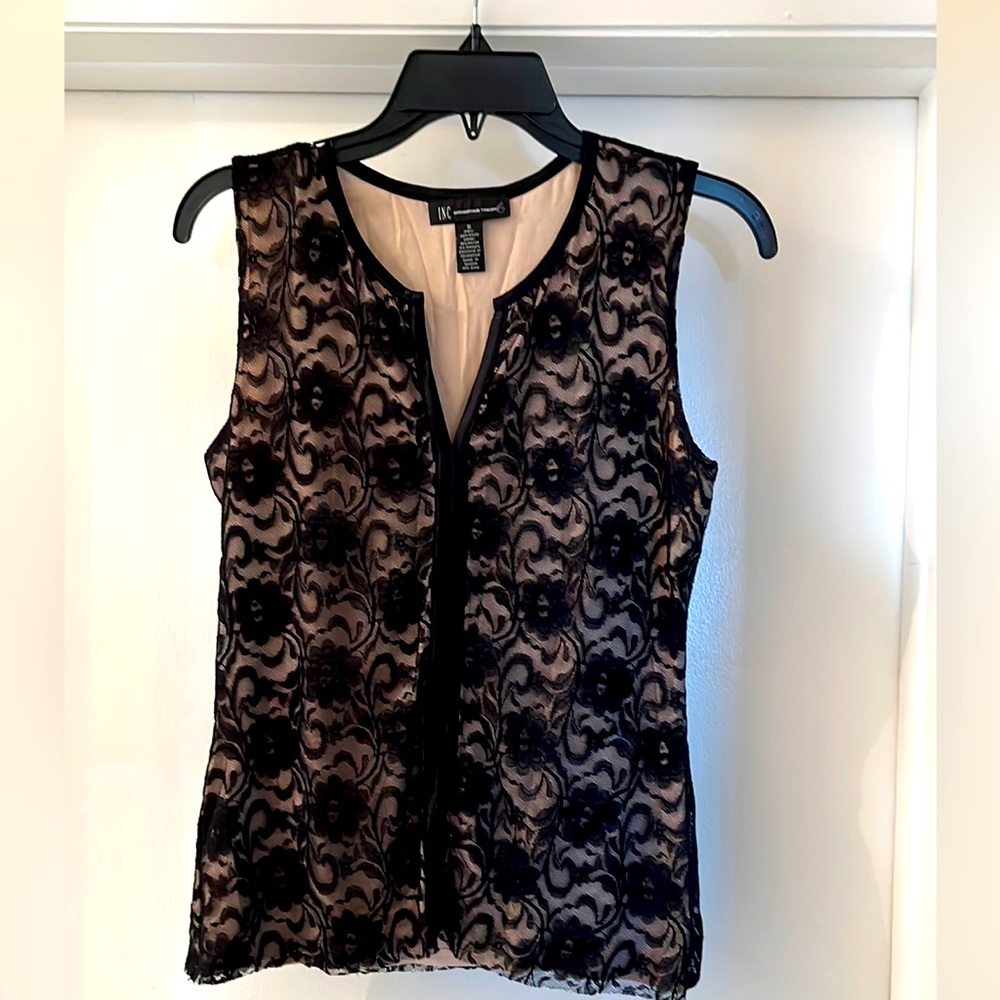 INC Black lace over skin color stretch